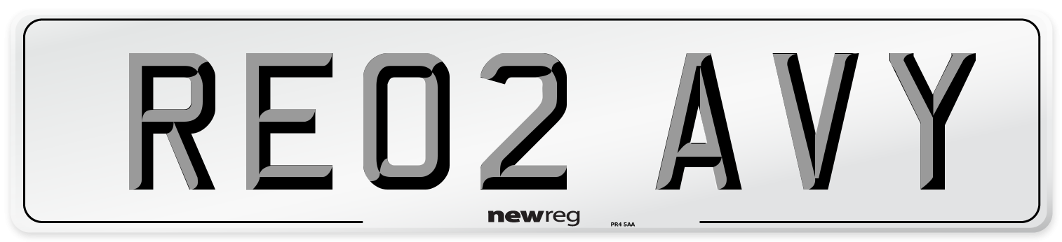 RE02 AVY Number Plate from New Reg